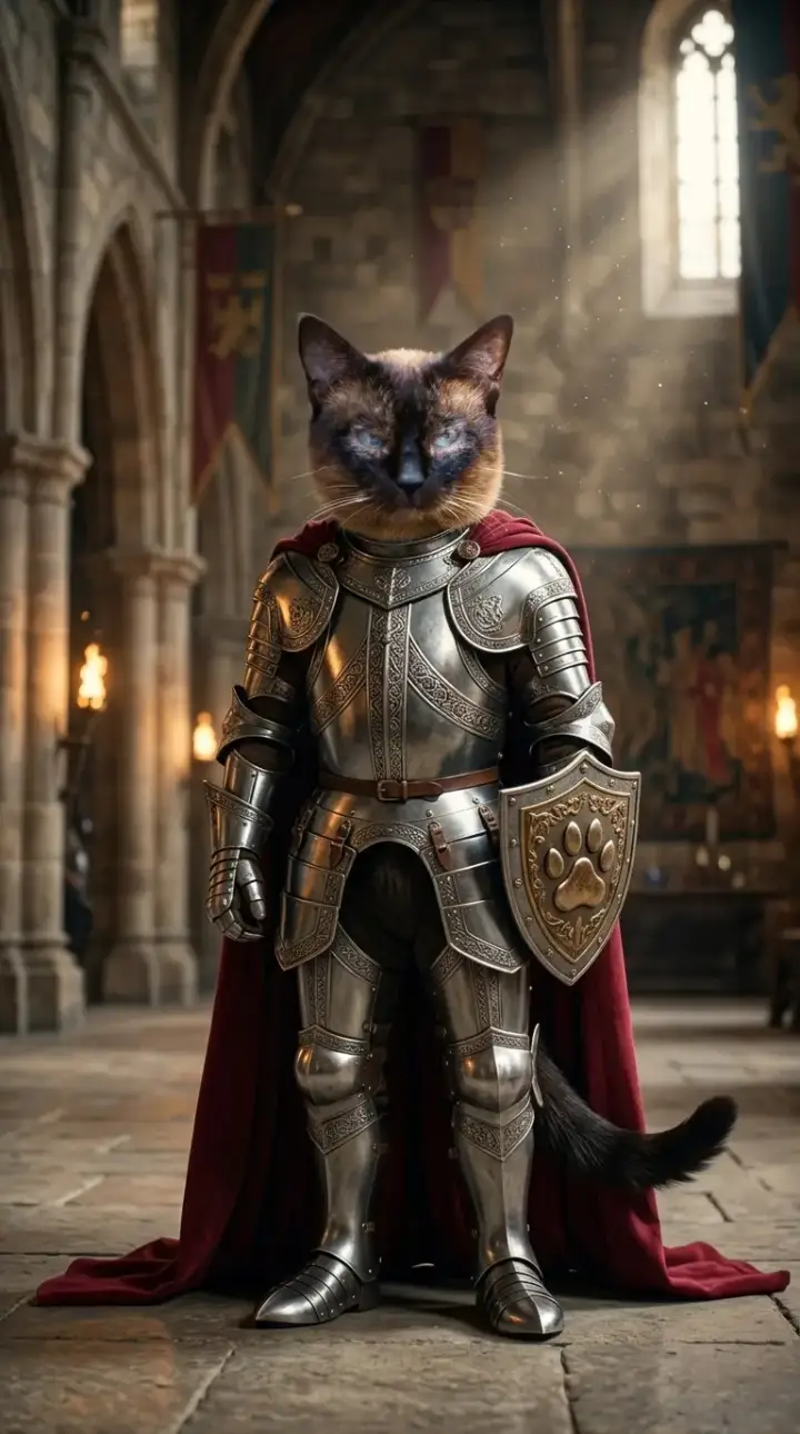 Siamese as an armored knight